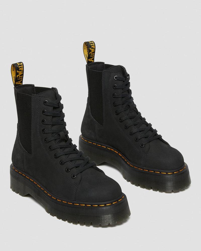 Botas Plataforma Dr Martens Jadon Nubuck Cuero Hombre Negros | MX 256JPQ